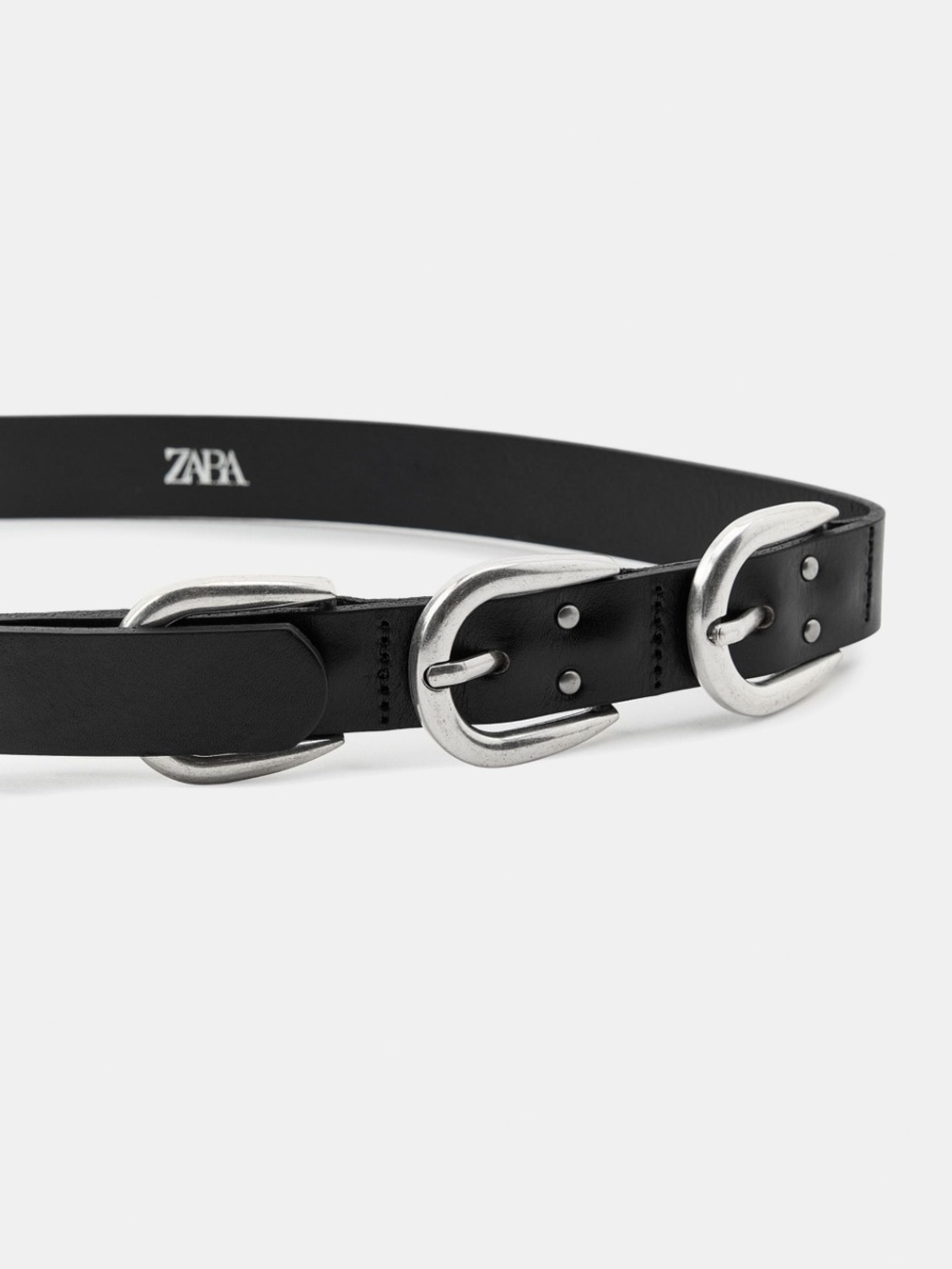 Zara NWT leather belt with multiple buckles 1736/222 - Picture 3 of 7